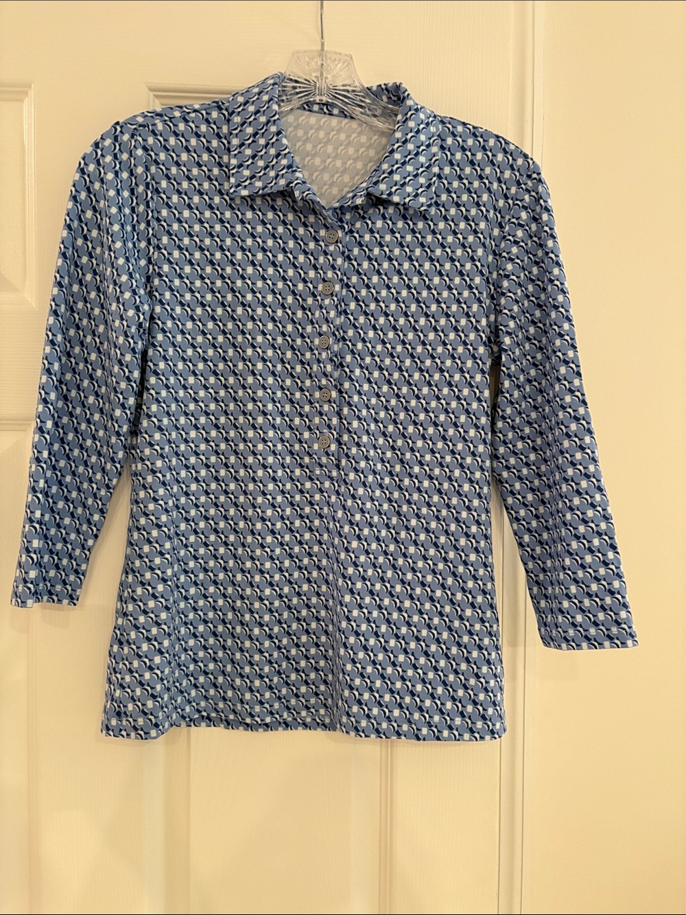 Womens J McLaughlin Blue Geometric Button-Front Shirt